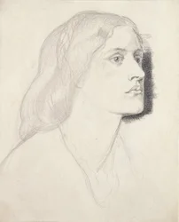 Retrato da senhorita Ruth Herbert, provavelmente de 1858 (grafite com caneta e tinta preta sobre papel branco)