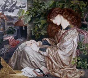 Pia de Tolomei. Ilustração de uma passagem do Purgatório de Dante. Quadro de Dante Gabriel Rossetti