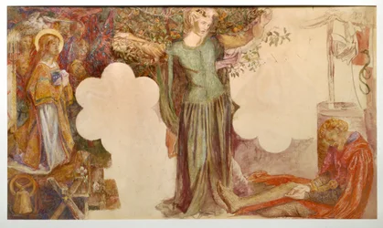 Visão de Sir Lancelot do Sanc Grael: Estudo para a pintura Fresco na Oxford Student Union,