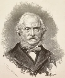 Retrato de Terenzio Mamiani (1799-1885), político e escritor italiano, gravura a partir de um desenho de Dante Paolocci e de uma fotografia de Della Valle, de L