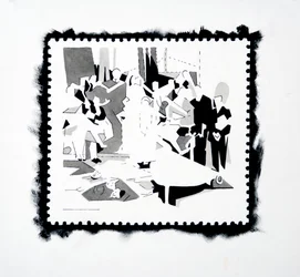 Festa da Panela (estudo de carimbo), 2019 (tinta sobre papel)