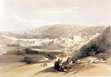 Hebron, 18 de março de 1839, placa 55 do Volume II de "A Terra Santa", gravada por Louis Haghe (1806-85) pub. 1843 (litho)