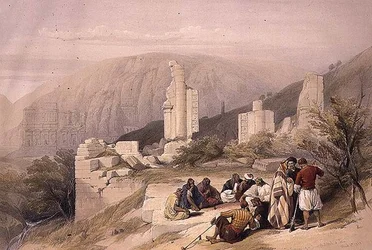Restos de um Arco Triunfal em Petra, 8 de março de 1839, placa 100 do Volume III de 