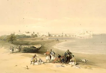 Sarda, antiga Sidon, 28 de Abril de 1839, placa 73 do Volume II de "A Terra Santa", gravada por Louis Haghe (1806-85) pub. 1843 (litho)