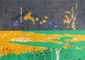 Garden, Dark Border with Blue Lillies (serigrafia)