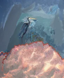 Grande Garça Azul (óleo sobre tela)