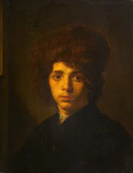 Jovem com um chapéu de pele