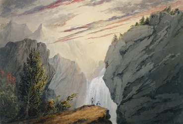Na Cachoeira, c.1850 (aquarela, goma arábica e guache em papel tecido esbranquiçado)