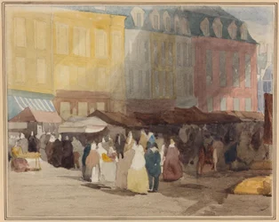 Cena de um mercado francês, possivelmente em Boulogne