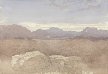 A Mountainous View, North Wales, c.1818 (w - c e grafite no papel)
