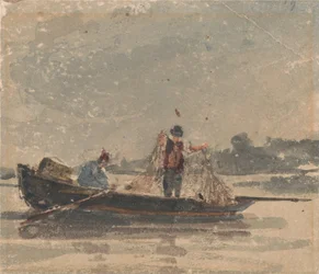 Pescadores a puxar a rede