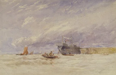 No Medway, c.1845-50 (w - c com cor do corpo sobre grafite no papel)