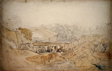 A Ponte em Rhayader (lápis e aguarela sobre papel)