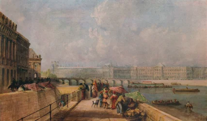 A Pont des Arts e o Louvre do Quai Conti, c1849