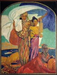 Colonialismo: cartaz para a Exposição Colonial Nacional de Marselha. Datas de vida do artista: 1866-1932. 1922, Marselha, Museu da Marinha.