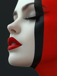 Rosto vermelho e preto impressionante