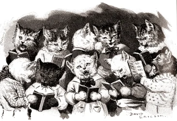 Coro de gatos cantores, início do século XX (ilustração)