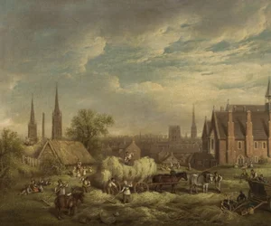 Fenação em Coventry, meados do século XIX