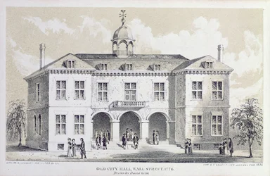 Old City Hall, Nova York, em 1776, do "Manual dos Namorados", gravado por George Hayward, 1856
