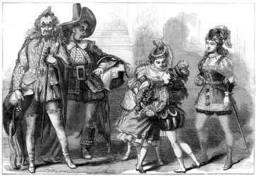 Uma cena de The Babes in the Wood, no Covent Garden Theatre, Londres, 1875.