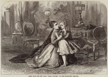 Cena do novo jogo, Mary Warner, no teatro de Haymarket