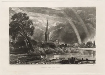 Catedral de Salisbúria do Meadows Small Plate, 1855.