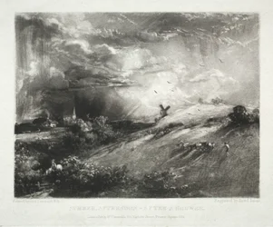 Vários assuntos de paisagem, característicos do cenário inglês de quadros pintados por John Constable, R.A.: Summer Afternoon - after a Shower