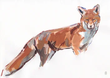 Red Fox, 2021 (guache e aquarela/crayon sobre papel)