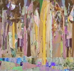 Copse/Fragments, 2017, Mixed Media on Wood Panel.