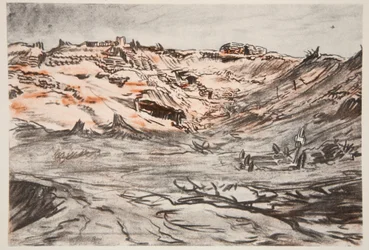 A Quarry new Mouquet Farm, ilustração de "The Western Front", pub. by Country Life Ltd