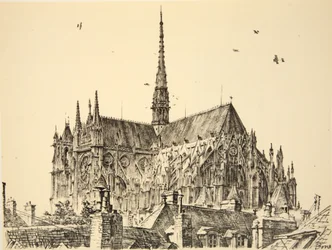 Catedral de Amiens, ilustração de "The Western Front", pub. por Country Life Ltd