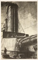 Num cruzador de batalha, ilustração de "The Western Front", pub. por Country Life Ltd
