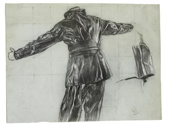 Estudo para a colocação de minas de inverno ao largo da Islândia, c.1942, cat. 9 (lápis de carvão e giz sobre papel)