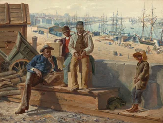 Rapazes negros no cais, c. 1865.