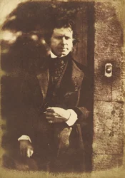 David Octavius Hill no portão da Rock House, Edimburgo, 1843-1847 (foto)