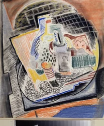 Nature morte cubista - Oeuvre de David Petrovich Sterenberg (1881-1948), pastel sur papier