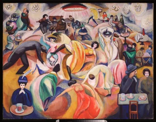 Un cabaret a Paris (Uma discoteca em Paris) - Oeuvre de David Petrovich Sterenberg (1881-1948), huile sur toile