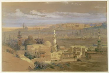 Uma vista do Cairo (aguarela e guache)