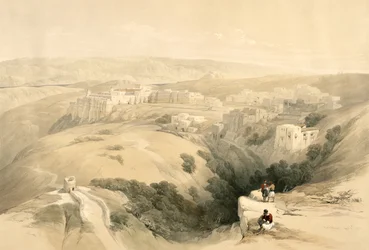 Belém, 6 de abril de 1839, prato 85 do Volume II da "Terra Santa", gravado por Louis Haghe (1806-85) pub. 1843