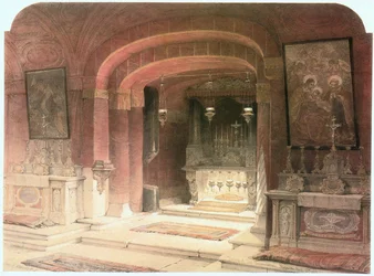 Igreja da Anunciação, Altar da Anunciação, Nazaré ... (gravura)
