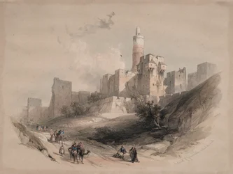 Cidadela de Jerusalém, sem os Muros, Torre de David, 1839.