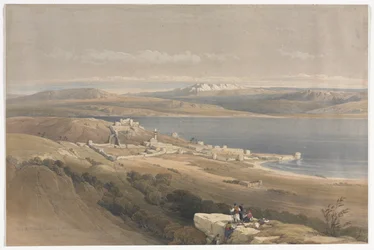 Cidade de Tiberíades no Mar da Galiléia, olhando para Hebron