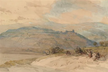 Vista distante de Sebaste, antiga Samaria