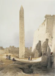 Egito, Obelisco no Templo de Luxor, gravura de David Roberts