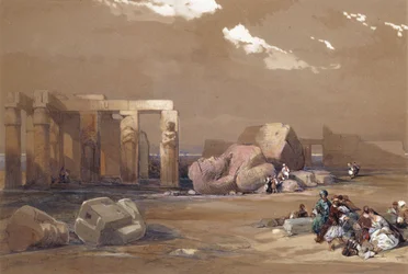 Fragmentos dos grandes colossos no Memnonium, Tebas, 1838