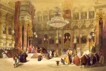 Igreja grega do Santo Sepulcro, Jerusalém, 11 de abril de 1839. Litografia