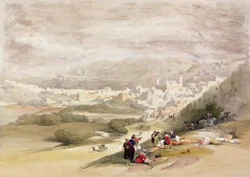 Hebron, 18 de março de 1839 do Volume II da "Terra Santa"; gravado por Louis Haghe (1806-85) publicado em Londres, 1842, publicado em Londres, 1842