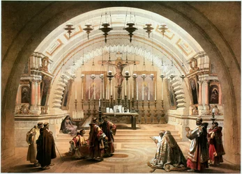 Na Terra Santa: Jerusalém, Igreja do Santo Sepulcro, Golgatha (gravura)