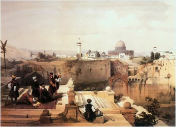 Na Terra Santa: Jerusalém, o Monte do Templo com a Cúpula da Rocha (gravura)