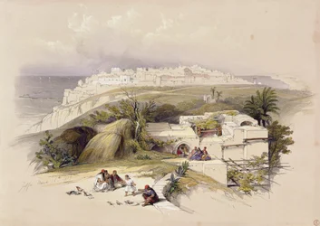 Jaffa, 26 de março de 1839, placa 62 do Volume II da "Terra Santa", gravada por Louis Haghe (1806-85) pub. 1843